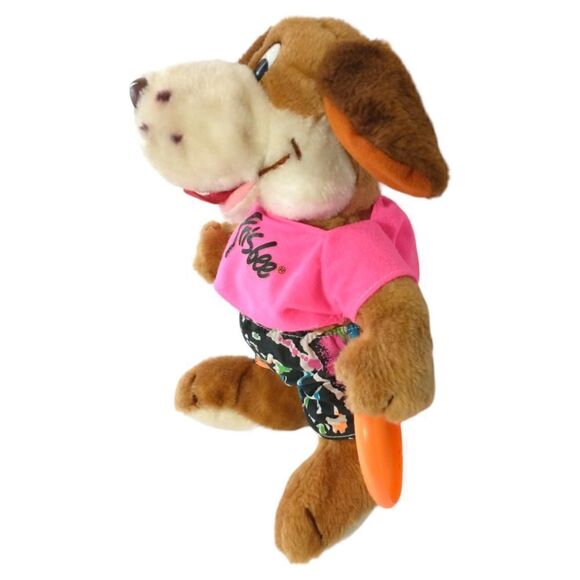 Frisbee Dog Stuffed Animal Plush Neon Promotional Pmi Toys Kransco Wham O 1991. - Picture 5 of 16